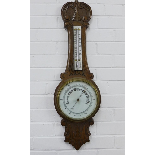 288 - Oak cased wall barometer 85cm