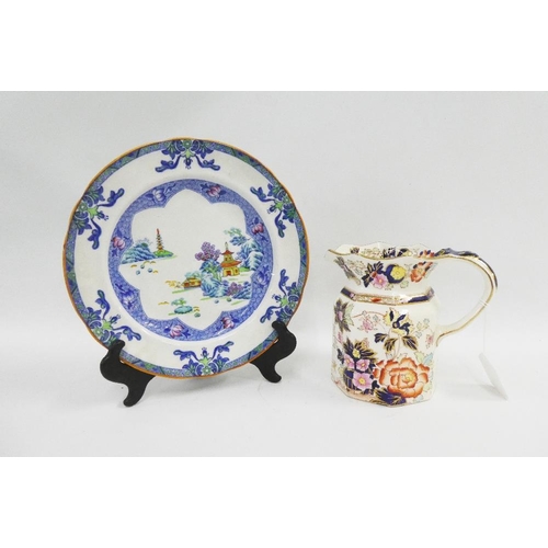 308 - Mixed lot to include Mason mandarin pattern jug, Spode plate and miscellaneous cabinet cups and sauc... 