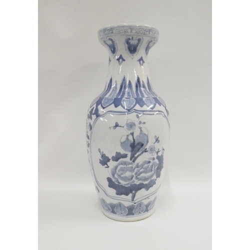 321 - Contemporary  Chinese blue and white floral patterned baluster vase, 45cm high