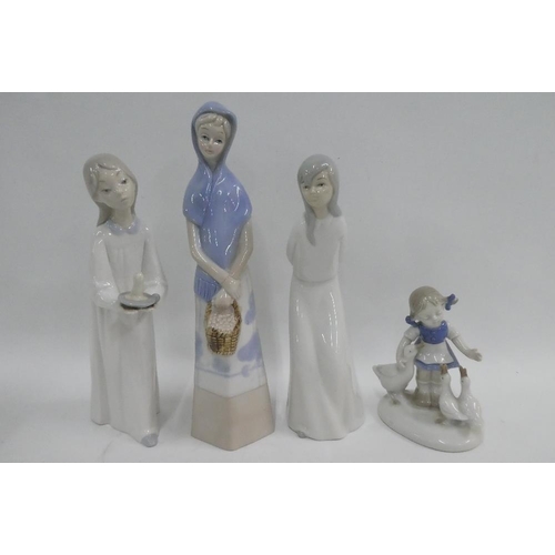 324 - Collection of various figures to include Royal Doulton Awakening and a Lladro figure, etc, tallest 2... 