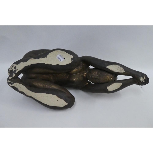 328 - Stoneware figure of a female nude, with impressed signature Awlson and No. 66/75,  50cm long