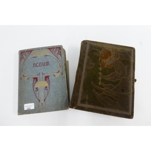 329 - Early 20th century postcard album with postcards together with an Art Nouveau album containing a sel... 