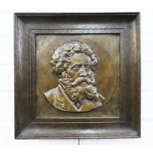 331 - Sir Noel Paton bronze plaque contained within an oak frame and signed in the bronze and dated 1910, ... 