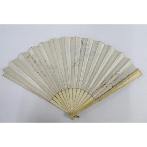 332 - Mixed lot to include an early 20th century handpainted fan and another smaller together with a bambo... 