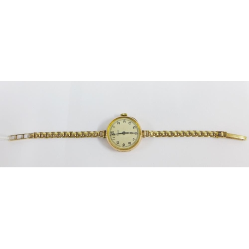 35 - Early 20th century lady's 9ct gold cased Rolex wrist watch on a 9ct gold bracelet strap