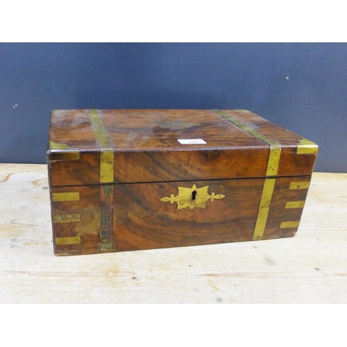 351 - 19th century brass bound writing box with fitted interior