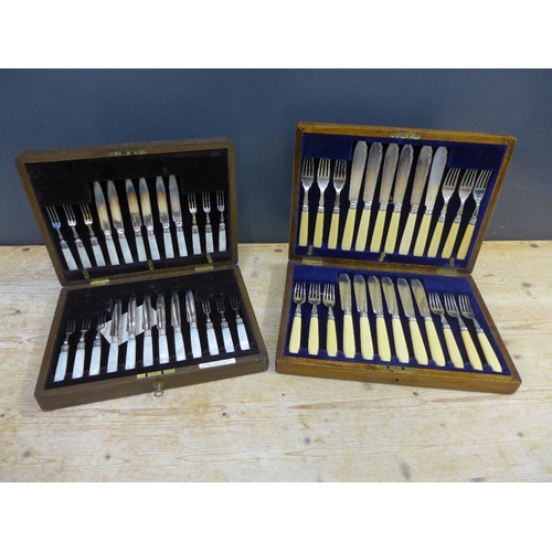 352 - Early 20th century Epns and mother of pearl fruit knives and forks, retailed by Hamilton & Inches to... 