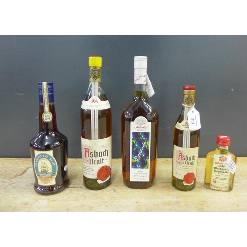 357 - Five bottles of brandy to include Asbach Uralt, etc (5)