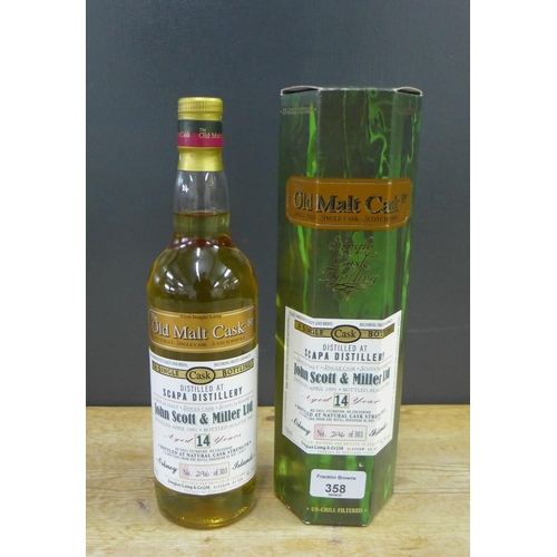 358 - Scapa 1991 14 year Old malt Cask Whisky, distilled at Scapa distillery April 1991, bottled August 20... 