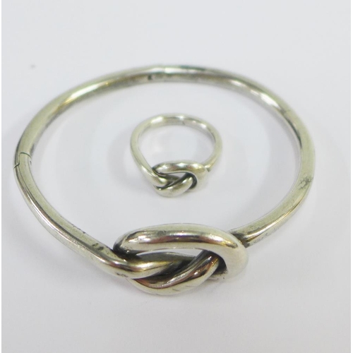 37 - Silver knot bracelet and matching ring (2)