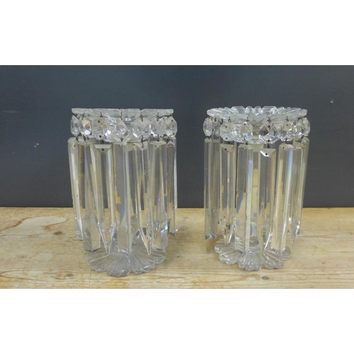 391 - Pair of glass table lustre lamps (2)