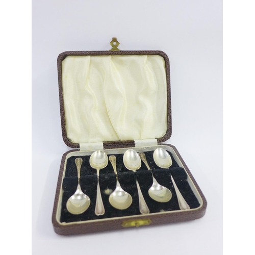 4 - George VI set of six silver teaspoons, Henry Alkin, Sheffield 1944, in fitted case