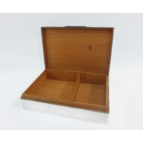 40 - Silver table box, Viners Ltd, Sheffield 1960,  with engine turned hinged lid and cedar lined interio... 