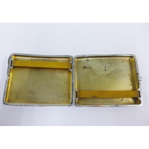 41 - Silver gilt cigarette case, Sheffield 1945, 10cm