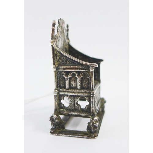 48 - Late Victorian silver miniature of the Coronation Chair, Cornelius Desormeaux Saunders & James Franc... 