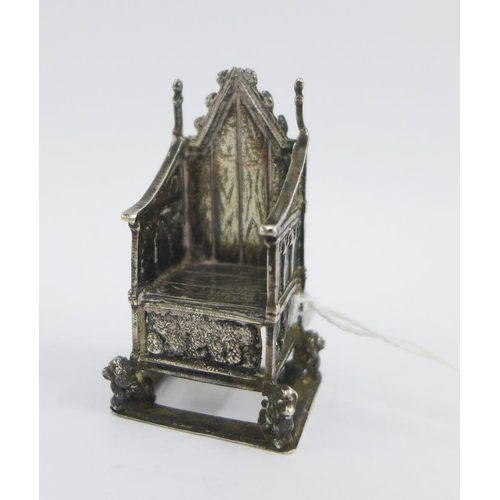 48 - Late Victorian silver miniature of the Coronation Chair, Cornelius Desormeaux Saunders & James Franc... 
