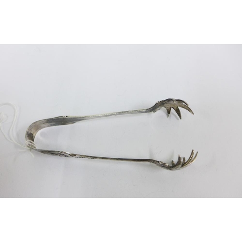 53 - Art Nouveau silver sugar tongs, William Gallimore & Sons, Sheffield 1912, with claw grips and stylis... 