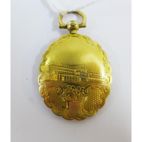 102 - Victorian Crystal Palace Exhibition locket,  5cm including suspension loop