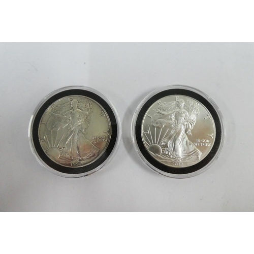 108 - USA Pure silver Eagle 2017 & 1991 (2)