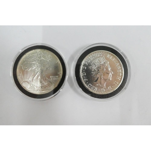 109 - USA pure silver Eagle 1993 and British Britannia pure silver 2016 (2)