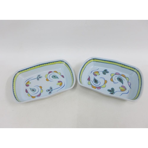 151 - Two Buchan Stoneware dishes in Sutherland pattern, 29cm long (2)