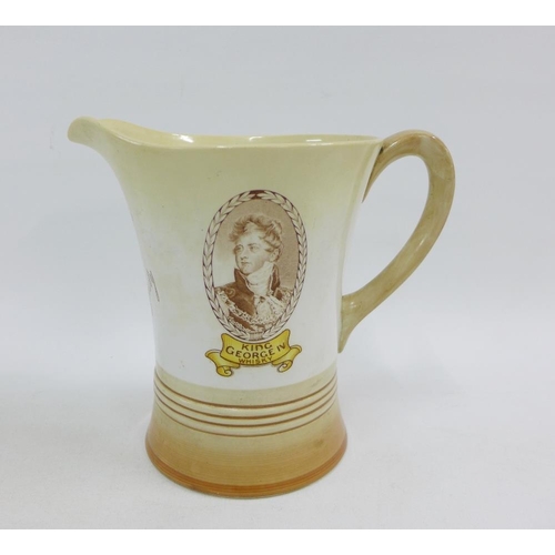 155 - Shelley King George IV musical jug 'Here's a health unto his majesty' 'With the compliments of a dis... 