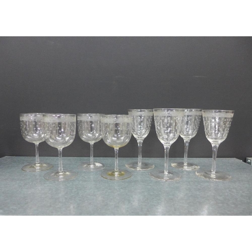 164 - Collection of early 20th century star etched drinking glasses and a frilled rim vase of similar desi... 