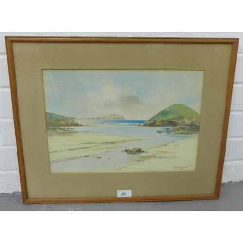 169 - G.A Renwick shore Scene,  Watercolour, signed and dated 1932,  in glazed frame, 37 x 26cm... 