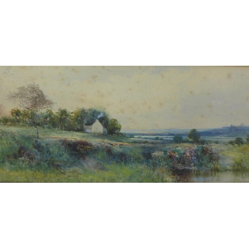 170 - Alfred Proctor,  View from Bidston Hill Near Liverpool,  watercolour, signed,  in oak frame, 59 x 27... 