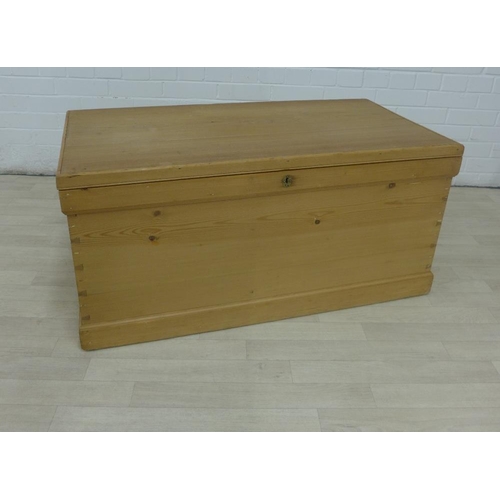 213 - Pine storage trunk with hinged top, 48 x 108cm