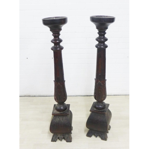 219 - Large pair of wooden candles sconces, 125cm high (2)