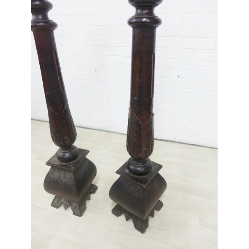 219 - Large pair of wooden candles sconces, 125cm high (2)