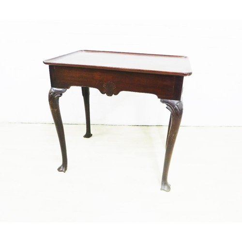 235 - Mahogany side table with rectangular top with shell carved frieze and cabriole  legs, 74 x 80cm