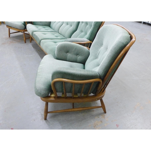 403 - Ercol Windsor three seater settee / sofa and pair of matching armchairs, (sofa 84 x 182cm) (3)