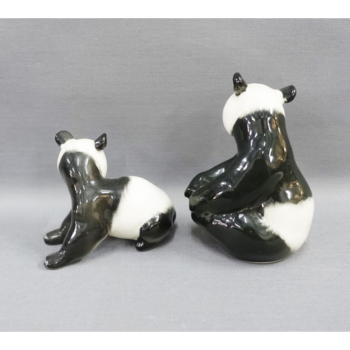 82 - Two Russian pottery panda bear figures, tallest 13cm (2)