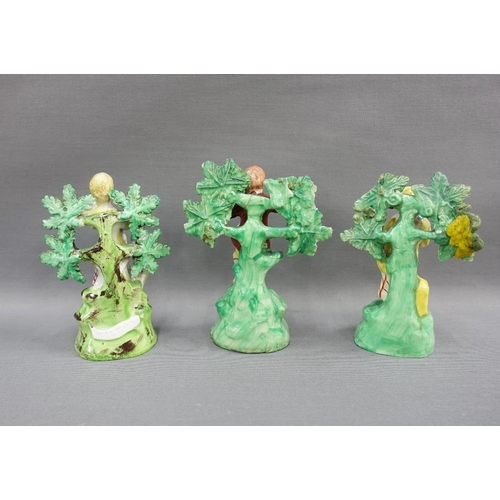 86 - Three Staffordshire boacage figures to include a Gardner, etc, some with losses and restorations,  t... 