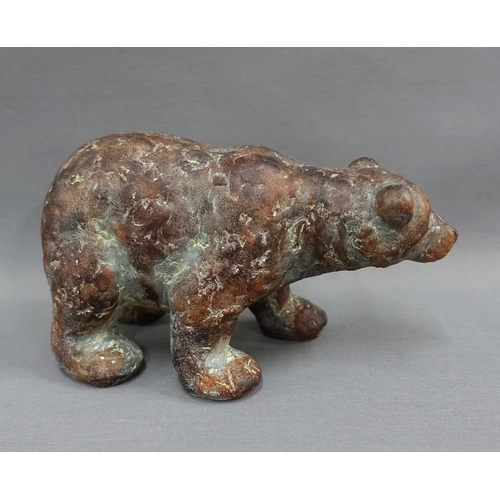 96 - Faux stoneware, resin figure of a polar bear, 22cm long