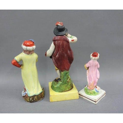 120 - Collection of 19th century Staffordshire figures to include a pearlware figure of a girl and her dog... 