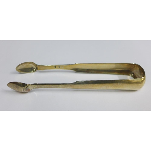 23 - 19th century Scottish provincial silver sugar tongs, David Gray, Dumfries, c1825, fiddle pattern eng... 
