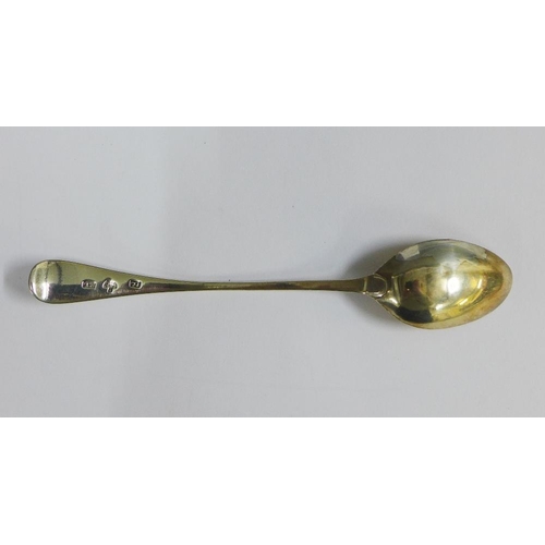 34 - George III Scottish silver Maskin spoon, John Leslie, Dundee, c1790, Old English pattern engraved wi... 