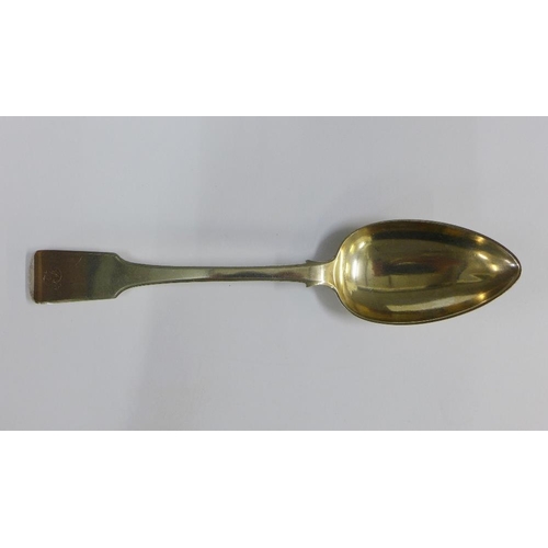 35 - 19th century Scottish provincial silver table spoon, c1820, fiddle pattern, makers mark indistinct, ... 