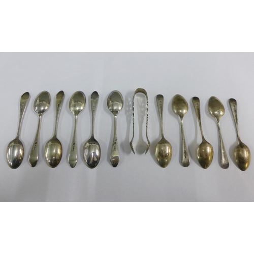 38 - Set of six George V  silver teaspoons, Sheffield 1916, five others by Viners, Sheffield 1930 and Bir... 