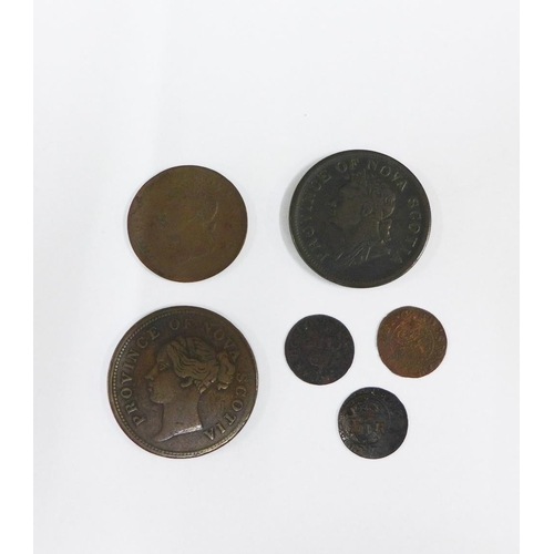 40 - WITHDRAWN 

Coins to include three Stirling Turners, Nova Scotia halfpenny tokens, and a Stirling Tu... 