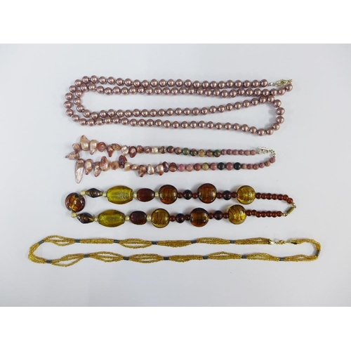 5 - Fourteen various coloured hardstone and bead necklaces (14)