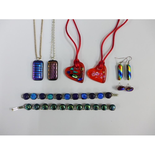 6 - A collection of dicroic glass pendant necklaces, bracelets and earrings (21)