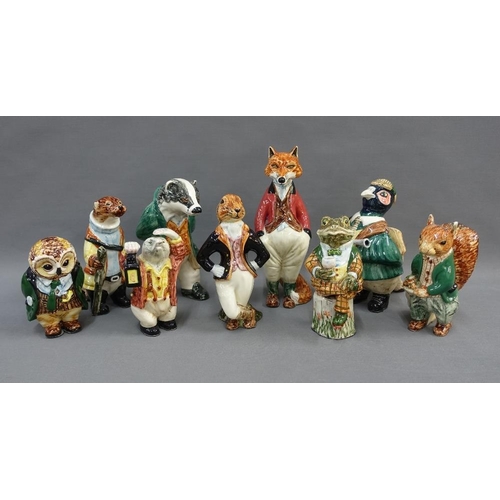 69 - Set of nine Cinque Ports Country Gentleman pottery figures to include  Sir Freddie Fox, badger, toad... 