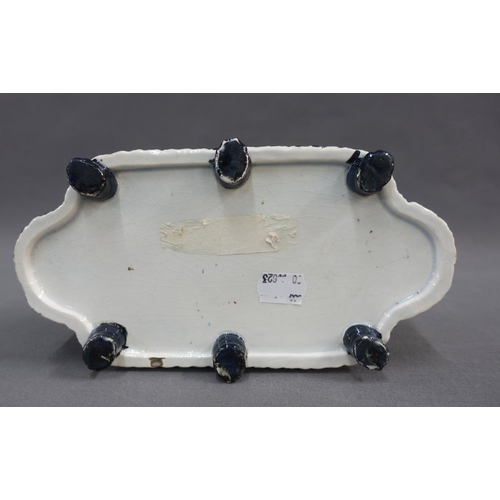 114 - East Coast Scottish pottery desk inkstand with two pen trays,