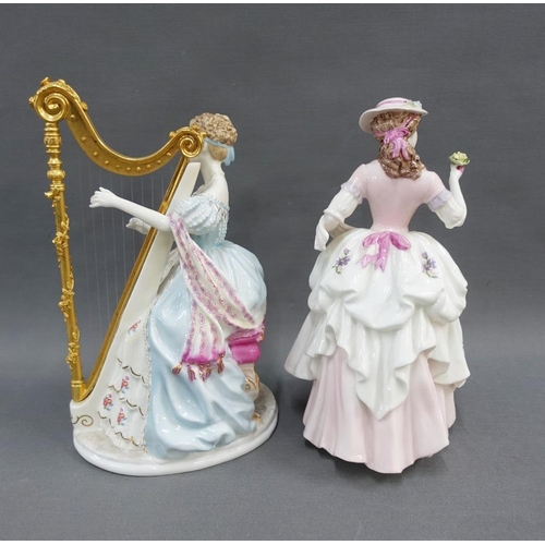 116 - Royal Worcester figure, 'Music'  No. 2118/2500, sculpted by Maureen Halsan together with a Coalport ... 