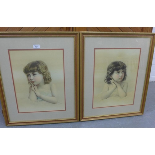 164 - Companion pair of coloured prints, in glazed frames, sizes overall 51 x 52cm (2)