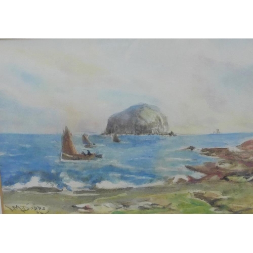 166 - J.M Dodds, (Early 20th century Scottish) Bass Rock,  watercolour, signed and dated '04, framed under... 